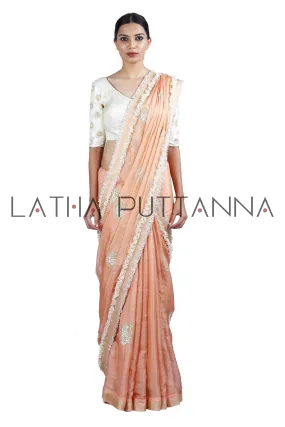 Apsara – Ethereal Peach Tissue with Gold Paisleys