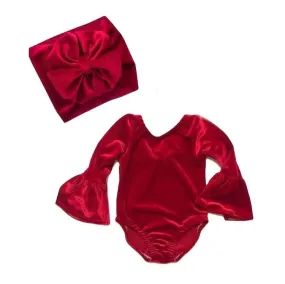 Baby Girl Red Velvet Leotard