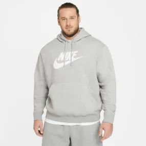 Nike Sportswear Club Fleece Hoodie - DK GREY HEATHER/MATTE SILVER/WHITE