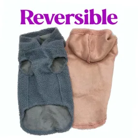 Plush warm dog hoodie, reversible