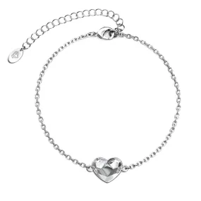 Violet 18k White Gold Plated Crystal Heart Bracelet