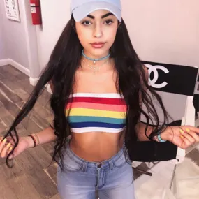 Women Rainbow Sexy Off-shoulder Tube Crop Tops Strapless Bra Yoga Vests - bucketstores.com